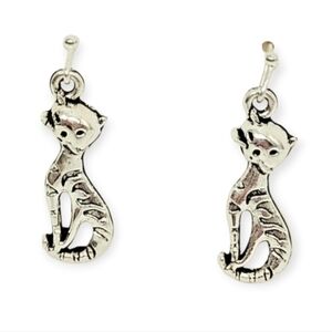Whimsical Sitting Cat Dangle Earrings
